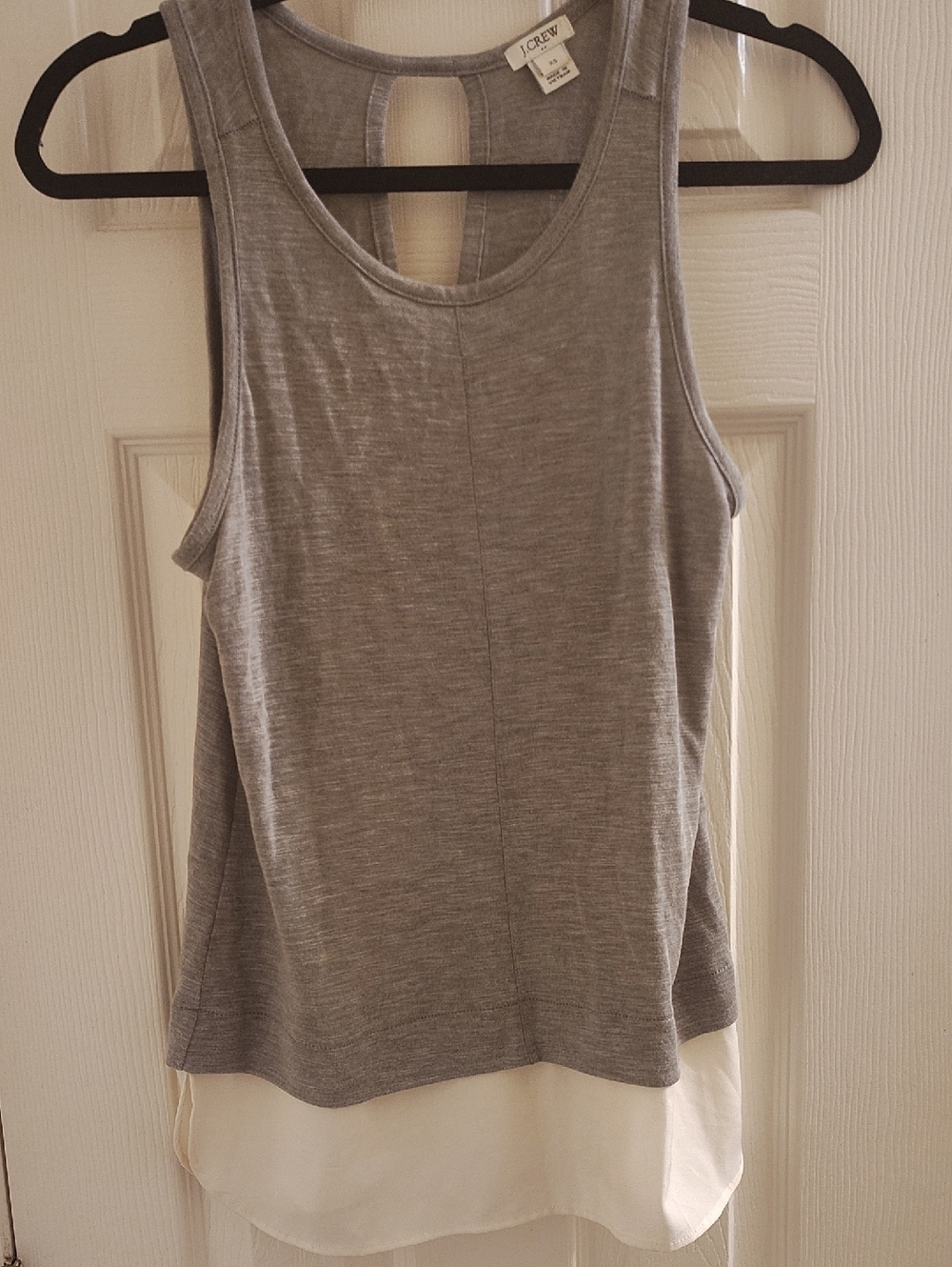 J. Crew Gray Tank with White Layered Hem
